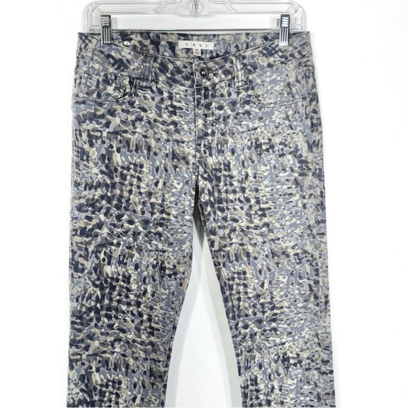 Cabi Camouflage Print Blue Gray Skinny Full Length Ankle Pants Size 4 - Picture 7 of 13